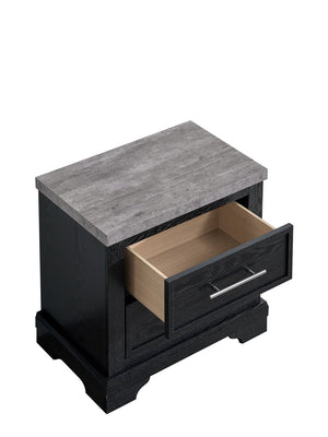English Elm Grande Two Drawer Nightstand Black Laminate Faux Granite Top Brushed Chrome Bedroom B078P497912