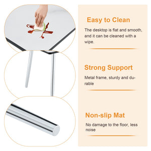 English Elm Table and Chair Set Marble Glass Top Silver Legs White Pu Seating for Modern Dining W1151S04646
