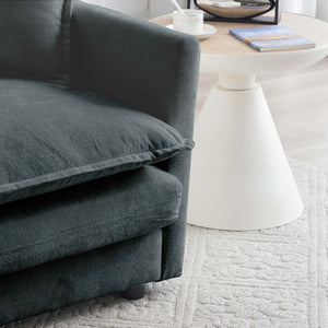 English Elm Modern Fabric Loveseat Sofa Couch Gray Chenille — Solid Wood Frame, Deep Seats, 4 Pillows, Convertible Comfort W714S00983