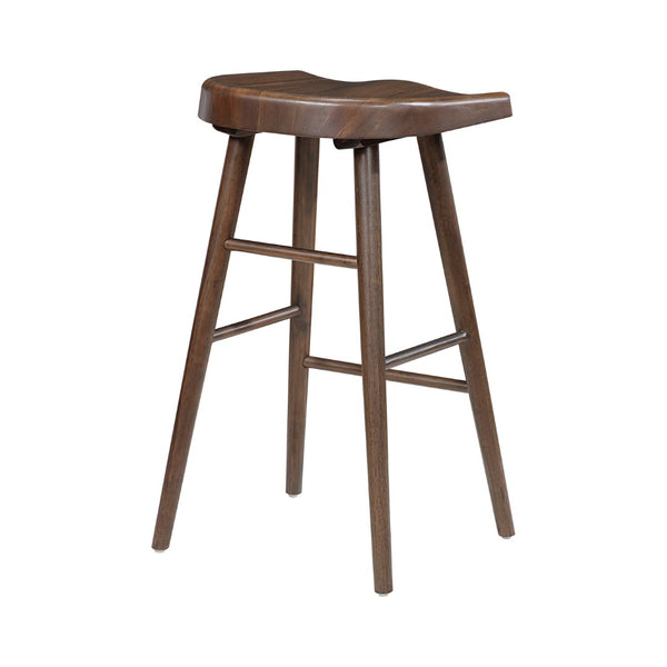English Elm Brown Acacia Wood Pub Height Dining Set Seats Eight with Saddle Stools Industrial Accents B011S02270