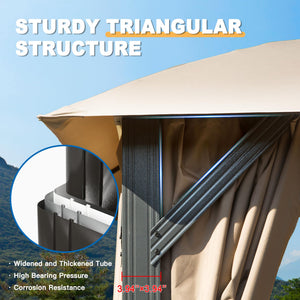 English Elm Gazebo 10X20Ft Outdoor Canopy With Double Roof, Privacy Curtains & Mosquito Nets For Any Event W1859S00085