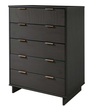 English Elm Granville 38" Charcoal Gray Chest With 5 Drawers - Stylish Solid Wood Storage For Modern Homes B365S00084