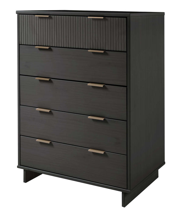 English Elm Granville 38" Charcoal Gray Chest With 5 Drawers - Stylish Solid Wood Storage For Modern Homes B365S00084