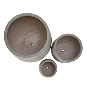 English Elm U_style Set of 3 Egg Shaped Mgo Stone Look Planters with Drainage Patio Garden N711P406659E