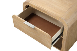 English Elm Natural Transitional Mango Wood Nightstand with Metal Finger Pulls, Felt-Lined Drawer, 28"W x 27"H B2741P406794