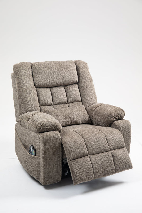 English Elm Power Lift Recliner modern velvet lift chair with remote, tufted wingback, ergonomic support, 350 lb capacity taupe W547S00065