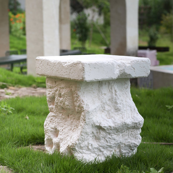 English Elm Christopher Knight Home® - Talia Magnesium Oxide Outdoor Side Table in White — Weather‑Resistant, Textured Stone Look, Versatile N775P300887W