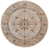 Feizy Rugs Celene Viscose/Polyester Machine Made French & Victorian Rug Tan/Brown/Gray 7'-9" x 7'-9" Round