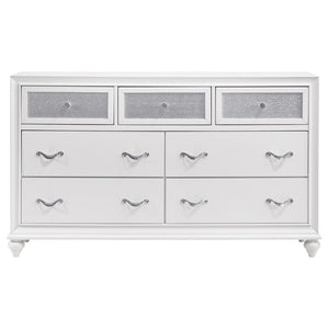 English Elm Randall Glam Eastern King Bedroom Set White Lacquer Crystal Hardware Tufted Bed B062S01799