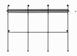 English Elm Industrial Pipe Clothing Rack Reversible 118.3" Heavy-Duty Garment & Walk-In Wardrobe with LED Lights, Shelves and Wall-Mount Stability W1820P214612