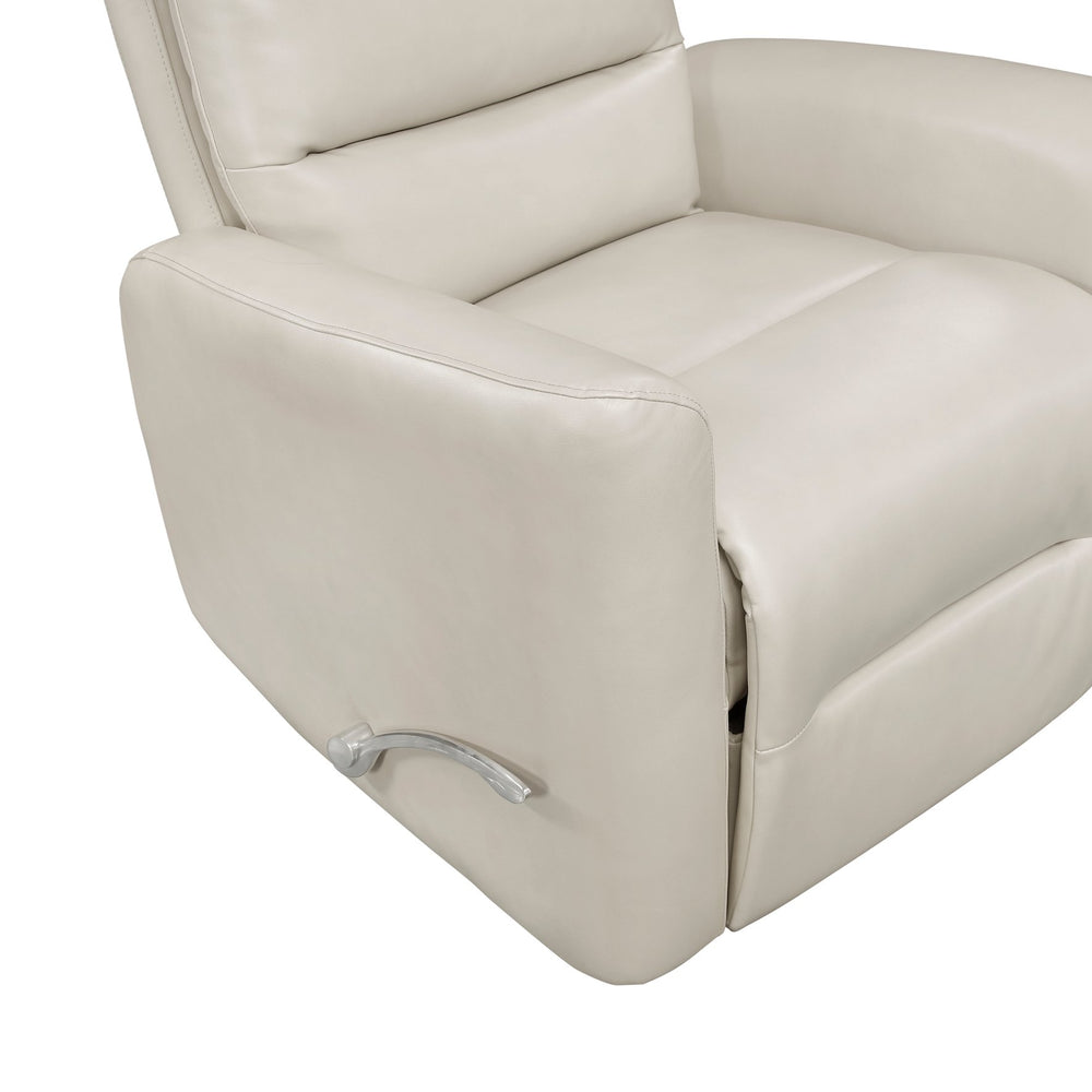 English Elm Glider Swivel Recliner Chair with Smooth Gliding Motion, Breathable Faux Leather, Luxurious Comfort and Space-Saving Design Beige 34 L x 31 W x 26.5 H B011P287699