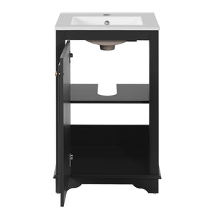 English Elm 20-inch Bathroom Vanity with Ceramic Sink, Modern Freestanding Single Vanity with Soft-Close Doors and Adjustable Shelf for Ample Organized Storage Black N710P317678B