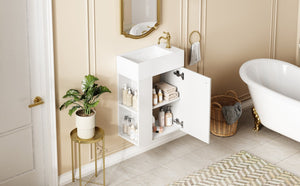 English Elm 18.5 Modern Floating Bathroom Vanity with Resin Sink, Wood Grain Triamine Finish, Soft-Close Doors, Side Storage N729P285506K