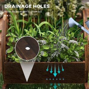 English Elm Outsunny 3 Tier Raised Garden Bed Wagon Wheel Fir Wood Planter for Herbs Veggies W2225P174413