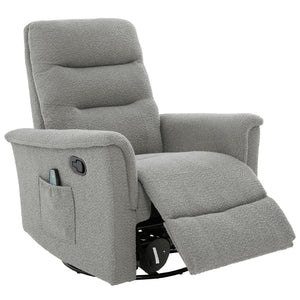 English Elm Manual Recliner Swivel Rocker Boucle Chair with 8-point Massage for Nursery or Living Room Grey N763P363763E