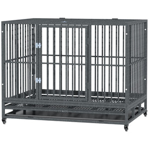 English Elm Heavy Duty Metal Dog Kennel with Locking Wheels Dual Access and Slide Out Tray T3971P384702