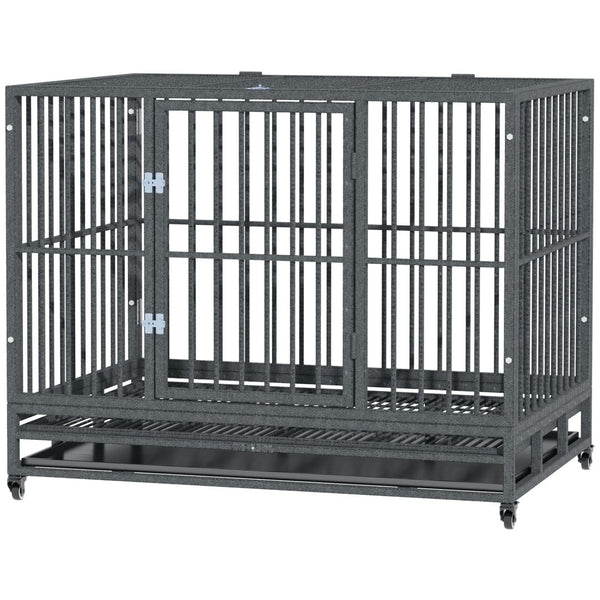 English Elm Heavy Duty Metal Dog Kennel with Locking Wheels Dual Access and Slide Out Tray T3971P384702