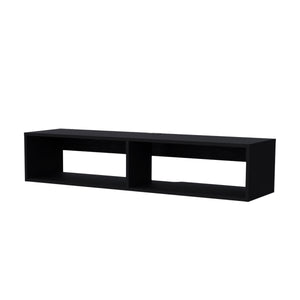 English Elm Yankton Sleek Floating TV Stand in Black with Cable Management, Two Open Shelves, Space-Saving Design B128P176173