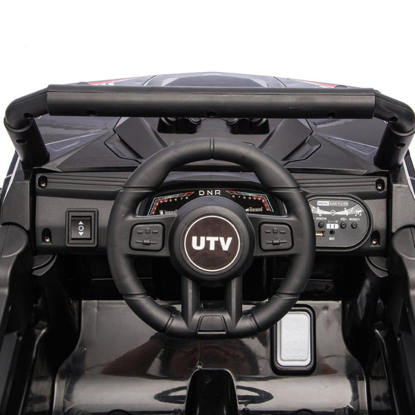 English Elm 12v Kids Electric Utv with 4-wheel Suspension Anti-collision Bar and 2-hour Battery Black W1578P343329