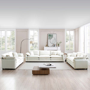 English Elm Modern 3-Piece Sofa Set - Two Stylish 2-Seaters & One Plush 3-Seater In Beige Corduroy Upholstery W714S00687