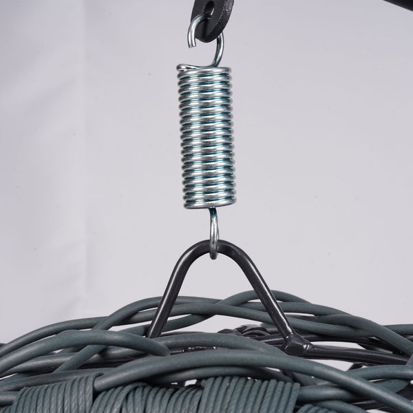 English Elm Cat Swing Bed With Stand & Plush Cushion - Stylish Indoor Egg Chair For Small Pets - Green Wicker Design W2500P283881