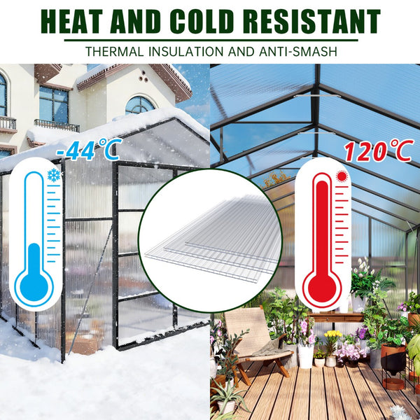English Elm 10 Pack Twin Wall Polycarbonate Greenhouse Panels Uv Blocking Insulated Roofing Sheets W3213P460532