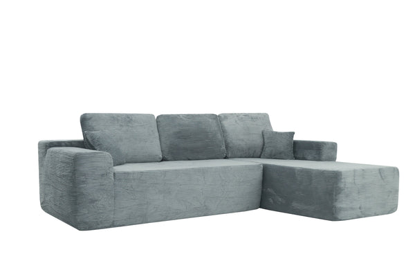 English Elm Cloud L-Shape Sectional Sofa - Plush Corduroy Couch With Deep Seats, No Assembly, Modern Living Room Comfort W3975S00012