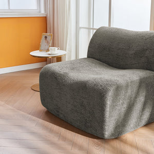 English Elm Ultra-Comfortable Velvet Compressed Foam Sofa Chair with Ottoman and Pillow — Space-Saving Lounge Solution Gray W1765P342025