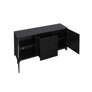 English Elm Sheridan 59" Sideboard in Black - 2 Doors, 3 Drawers, Cable Management, MDF Frame, 55" TV Ready B365P397679