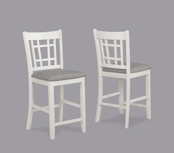 English Elm 2pc Hartwell Counter Height Upholstered Pub Chairs with Lattice Back Rustic Farmhouse Comfort Set Cream,Light Gray 43.75 L x 20.25 W x 11 H B011P373709