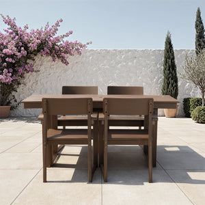 English Elm 5-Piece Hdpe Outdoor Dining Set – Eco-Friendly, All-Weather Patio Table & 4 Chairs For Compact Spaces W3566S00016