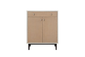 English Elm Bar Cabinet Solid Wood & MDF in Vanilla White Pecan Finish with Soft‑Close European Hinges, Modern Design B2699P296295