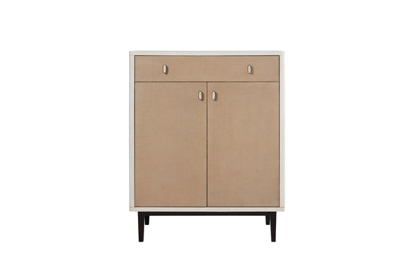English Elm Bar Cabinet Solid Wood & MDF in Vanilla White Pecan Finish with Soft‑Close European Hinges, Modern Design B2699P296295