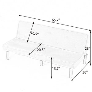 English Elm This 66-inch corduroy sofa bed with button-back design, sturdy wood frame, comfy sponge cushions, 500lb capacity Black W3371P311444
