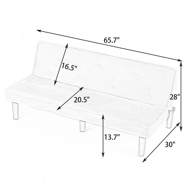 English Elm This 66-inch corduroy sofa bed with button-back design, sturdy wood frame, comfy sponge cushions, 500lb capacity Black W3371P311444