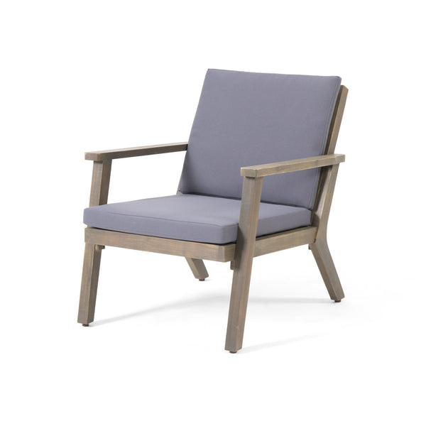 English Elm Christopher Knight Home® - Outdoor Acacia Wood Club Chairs with Cushions Dark Grey Set of 2 — Water‑Resistant Cushions, Open Slat Design, Durable 33.5" x 26" x 21.75" 66464.00DGRY