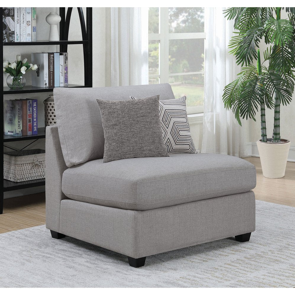 English Elm Austin Grey Cushion Back Armless Chair With Accent Pillows – Modern Comfort For Any Space! B062P357793