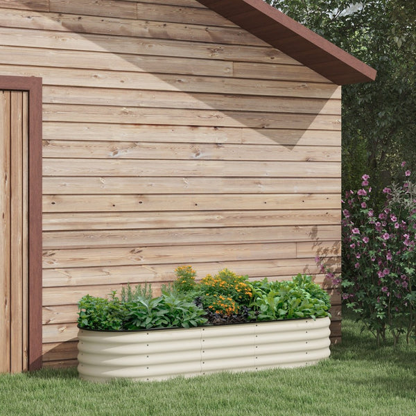 English Elm Outsunny Galvanized Raised Garden Bed Kit 6.5' X 2' For Easy Diy Planting Of Flowers & Vegetables W2225P200929-GIGA