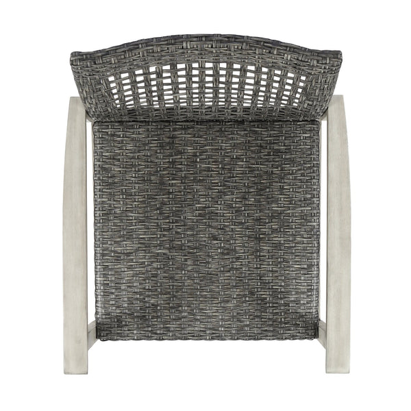 English Elm Christopher Knight Home® - HAMPTON Grey+Black Wood & Wicker Club Chairs Set of 2 — Handcrafted Acacia Frame, Mixed Black Wicker, Cozy 60397.00WTCLMBLK