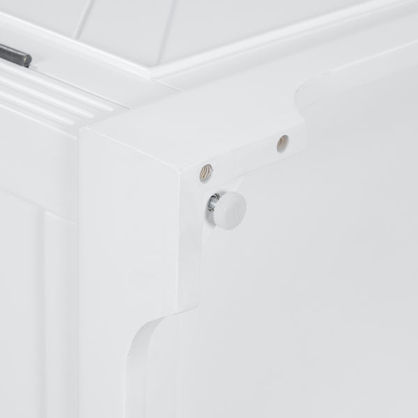 English Elm U_STYLE Pine Wood Sideboard Console Table for Entryway Living Room Dining with 4 Metal Handles, Sturdy Black White N711P239354K