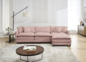 English Elm 108-inch Modular Chenille Sectional Sofa Deep Seat L-shape for Open Living Rooms Pink W2795S00047