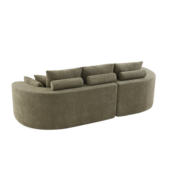English Elm Christopher Knight Home® - 106 Cloud Curved Sectional Sofa with Chaise — Plush Chenille, High-Elastic Foam, No Assembly Required Green N773IS00013F