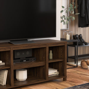 English Elm Parsons TV Stand for TVs up to 50" with ample open shelving, cord management, modern oak finish Walnut B2733P384502