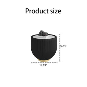 English Elm Modern Sintered Stone Round Side Table Leather Edge Brass Base Living Room Accent Gold+Black,Marble W3081P293641