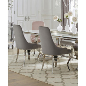English Elm Set Of 2 Velvet Side Chairs - Luxurious Grey Upholstery & Polished Chrome Legs For Modern Elegance B016P225431-GIGA