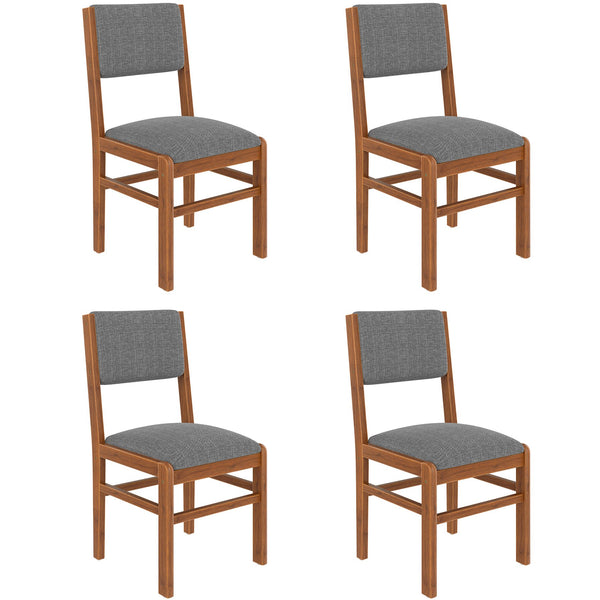 English Elm Dining Chairs Set Of 4 – Mid-Century Modern Upholstered Kitchen Seats For Stylish Dining Spaces N752P271215E