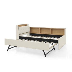 English Elm Twin Size Velvet Daybed With Trundle, Storage Headboard & Wireless Charging - Stylish & Functional! W1413S00111-GIGA