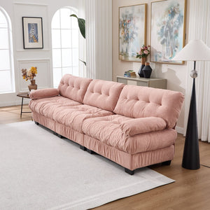 English Elm Modular Cloud Sectional Sofa Flannelette Deep Seat Couch for Living Room with Pillows Pink W2120S00032