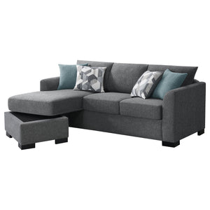 English Elm Pacheco Upholstered Sleeper Sectional with Chaise and Pullout Bed, Patterned Pillows & Sturdy Frame Grey B062P375540