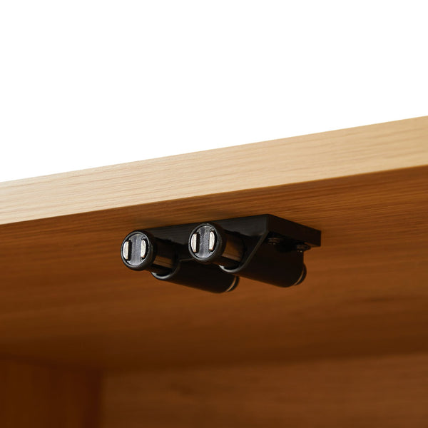 English Elm 64-Inch Wave-Shaped Tv Stand With Rattan Doors – Modern Storage Cabinet For Living Room & Bedroom W1162P309023